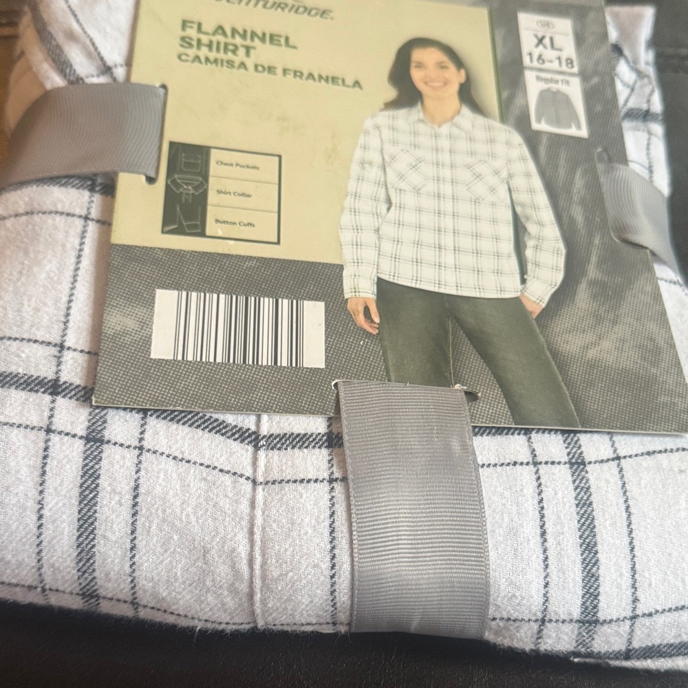 White and Black Plaid Button Down Shirt